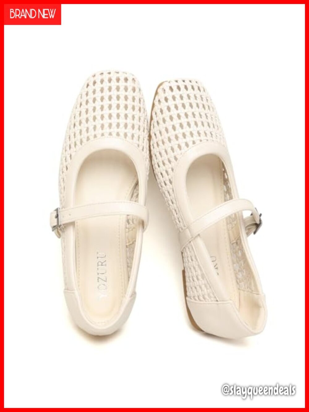 Woven Mesh Ballet Flats Women Comfortable Mary Jane Dressy Shoes Adjustable